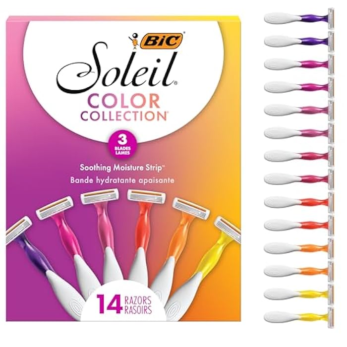 BIC Soleil 3 Colors Women's Disposable Razors With Aloe Vera and Vitamin E Lubricating Strip for Enhanced Glide, With 3 Blades, 14 Count - Image 2